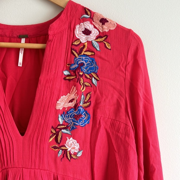 Free People Gauzy Mia Mini Dress Embroidered Flowers XS - Picture 5 of 14